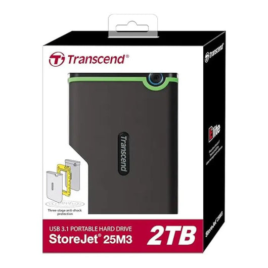 Transcend 2TB USB 3.1 Storejet 25M3 Portable External Hard Drive TS2TSJ25M3S - Iron Gray.