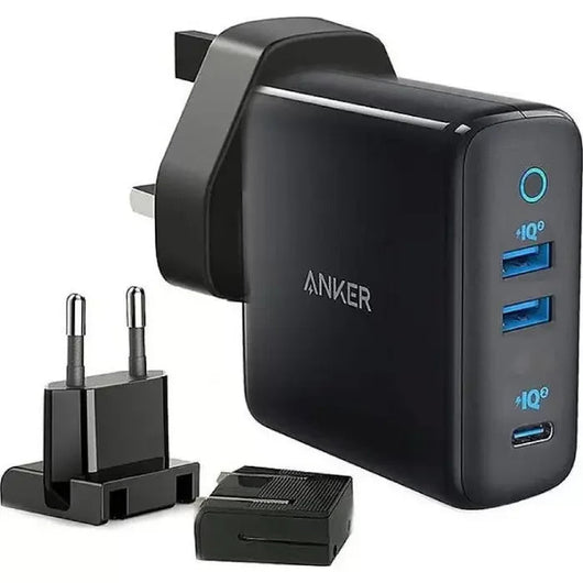 WALL CHARGER-ANKER-3 PORT-65W-B2B-BLACK (A2033H11).
