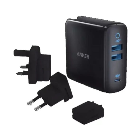 WALL CHARGER-ANKER-3 PORT-65W-B2B-BLACK (A2033H11).