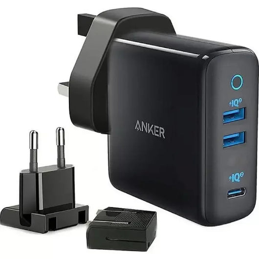 WALL CHARGER-ANKER-3 PORT-65W-B2B-BLACK (A2033H11).