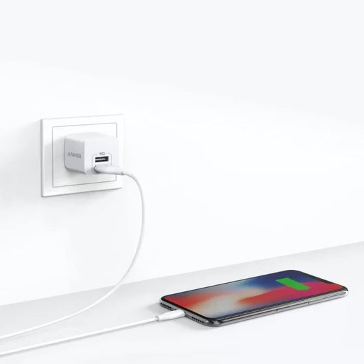 WALL CHARGER-ANKER-MINI-12 Watt-2 PORT USB-WHITE (A2620L22).