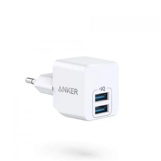 WALL CHARGER-ANKER-MINI-12 Watt-2 PORT USB-WHITE (A2620L22).