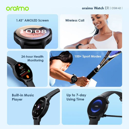WATCH-SMART-ORAIMO-wireless call-OSW-42-BLACK / 4895180799570.