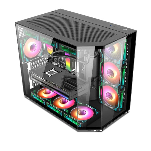 Xander Crystal 7 ARGB Fan Mid Tower Black Gaming Case + PSU 850W 80 Plus Bronze.
