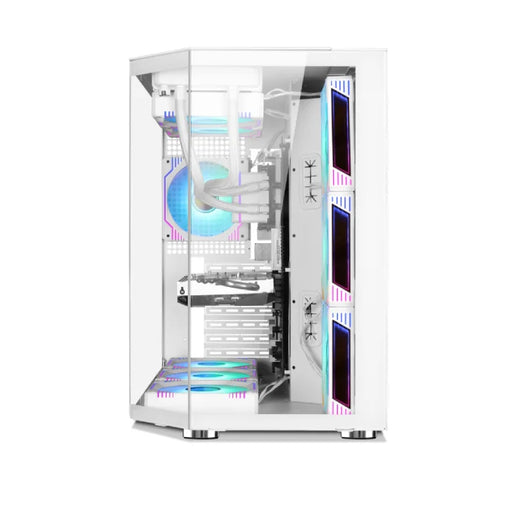 Xander Crystal 7 ARGB Fan Mid Tower White Gaming Case + PSU 850W 80 Plus Bronze.