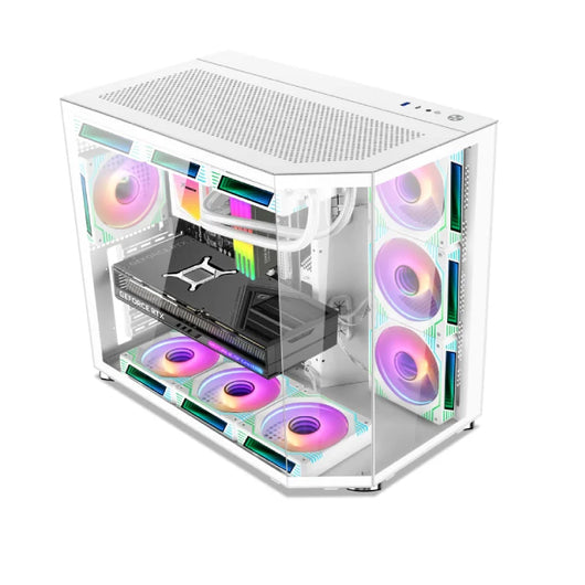 Xander Crystal 7 ARGB Fan Mid Tower White Gaming Case + PSU 850W 80 Plus Bronze.