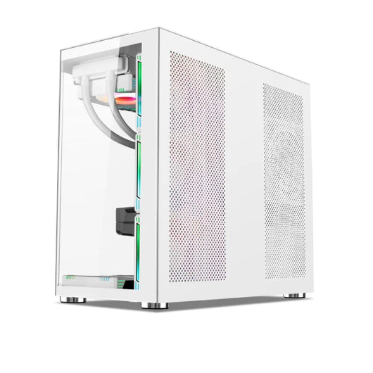 Xander Crystal 7 ARGB Fan Mid Tower White Gaming Case + PSU 850W 80 Plus Bronze.