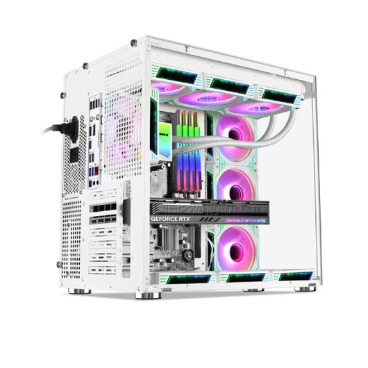 Xander Crystal 7 ARGB Fan Mid Tower White Gaming Case + PSU 850W 80 Plus Bronze.