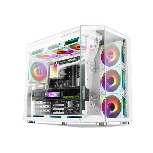 Xander Crystal 7 ARGB Fan Mid Tower White Gaming Case + PSU 850W 80 Plus Bronze.