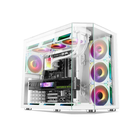 Xander Crystal 7 ARGB Fan Mid Tower White Gaming Case + PSU 850W 80 Plus Bronze.