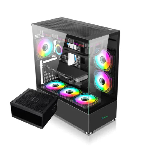 Xander Jupiter 6 ARGB Fan Mid Tower Black Gaming Case + Power 850W PSU.