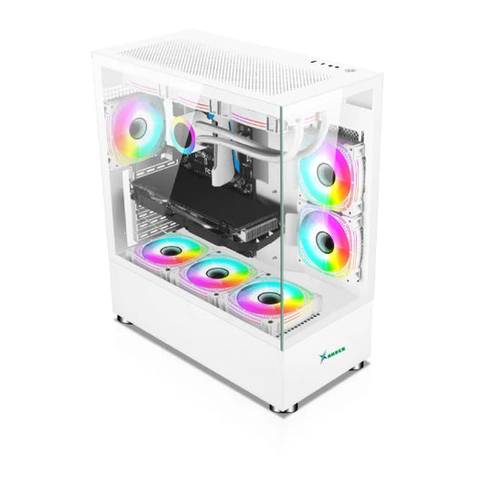 Xander Jupiter 6 ARGB Fan Mid Tower White Gaming Case + Power 850W PSU.