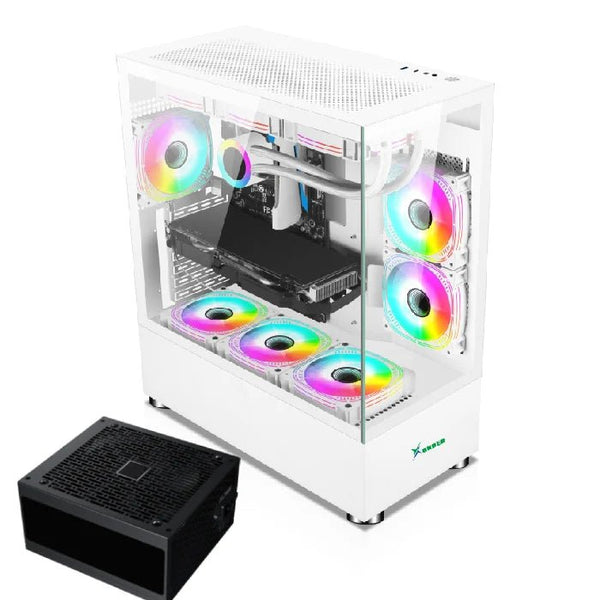 Xander Jupiter 6 ARGB Fan Mid Tower White Gaming Case + Power 850W PSU.