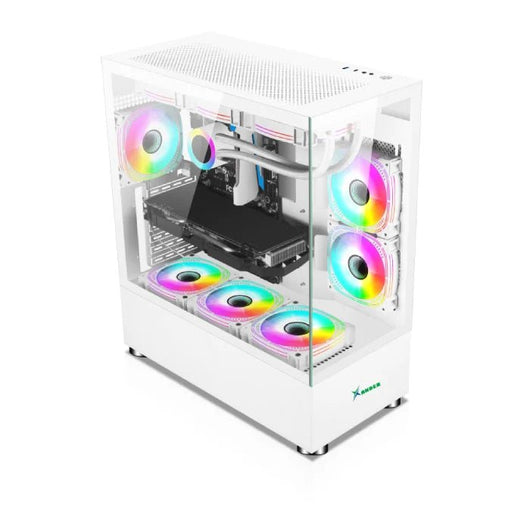 Xander Jupiter 6 ARGB Fan Mid Tower White Gaming Case + Power 850W PSU.