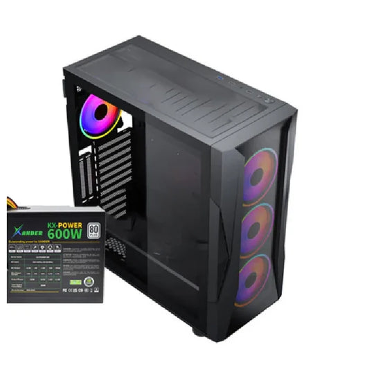 Xander Velox Gaming Case Mid Tower 4 Fan RGB Black + PSU 600W.