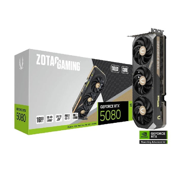 ZOTAC Gaming GeForce RTX 5080 SOLID CORE 16GB GDDR7 Graphics Card Black.